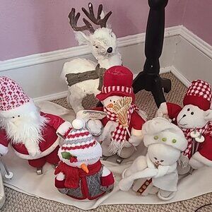 Plush Skiing 12" Santa, Snowman, Polar Bear + Reindeer + 2 Snow Girls 6 Plush